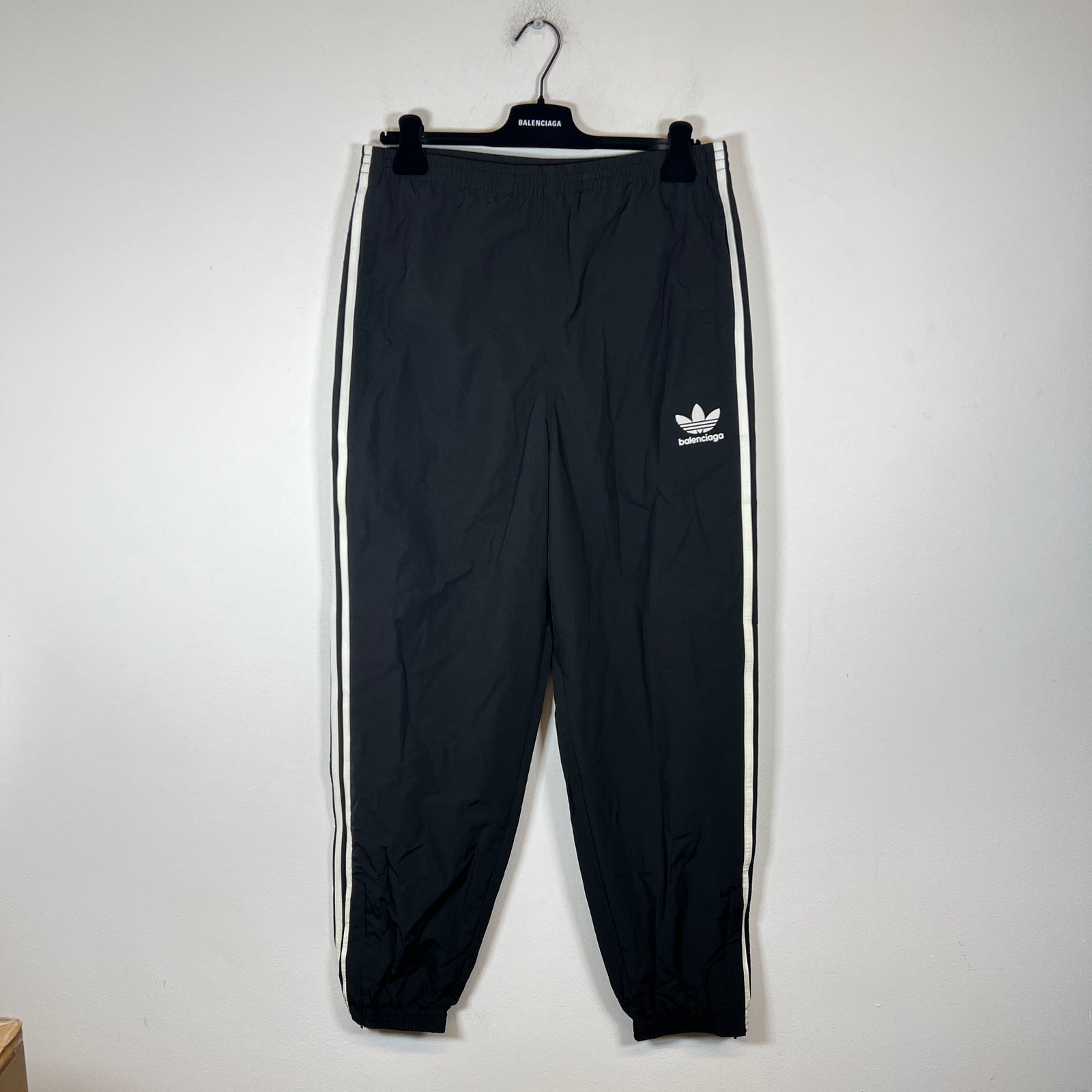 Balenciaga x Adidas Black Striped Nylon Track Pants Size 30