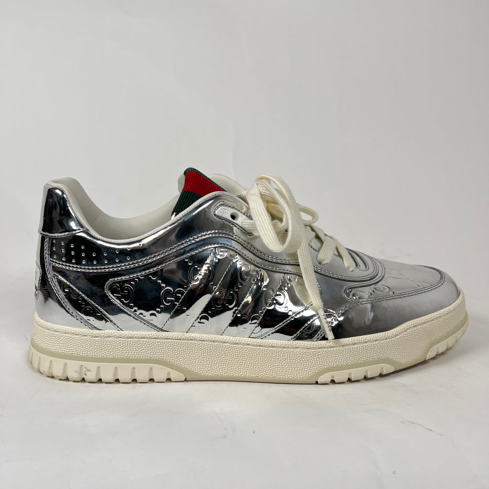 Gucci Metallic Silver GG Re-Web Sneaker Size GG 11