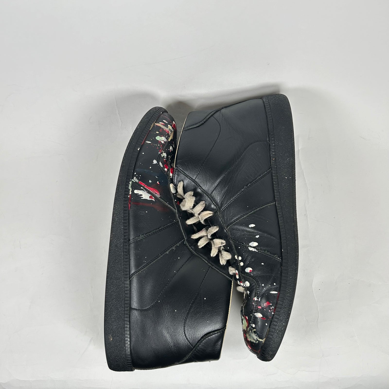 Maison Margiela Black Paint Splatter High Top Gats Size 45