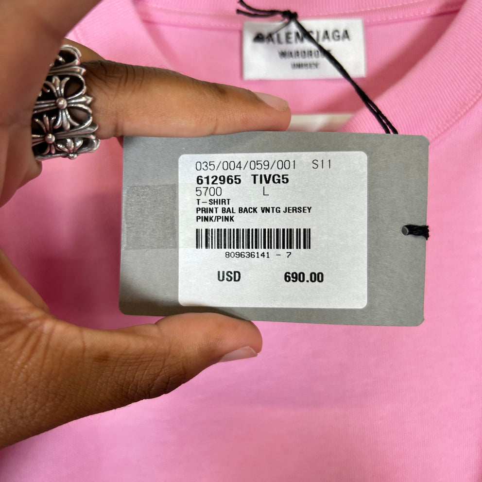 Balenciaga Pink Logo T-shirt Size L