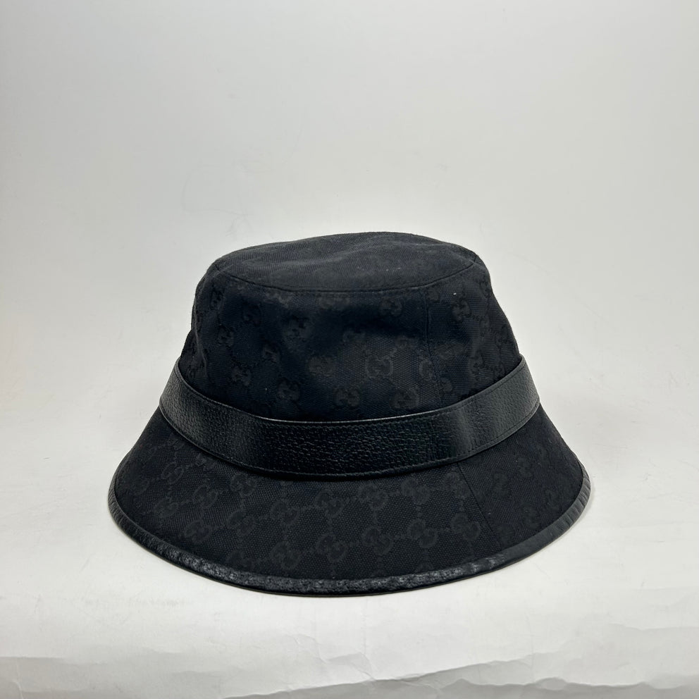 Gucci Black GG Canvas Bucket Hat Size L