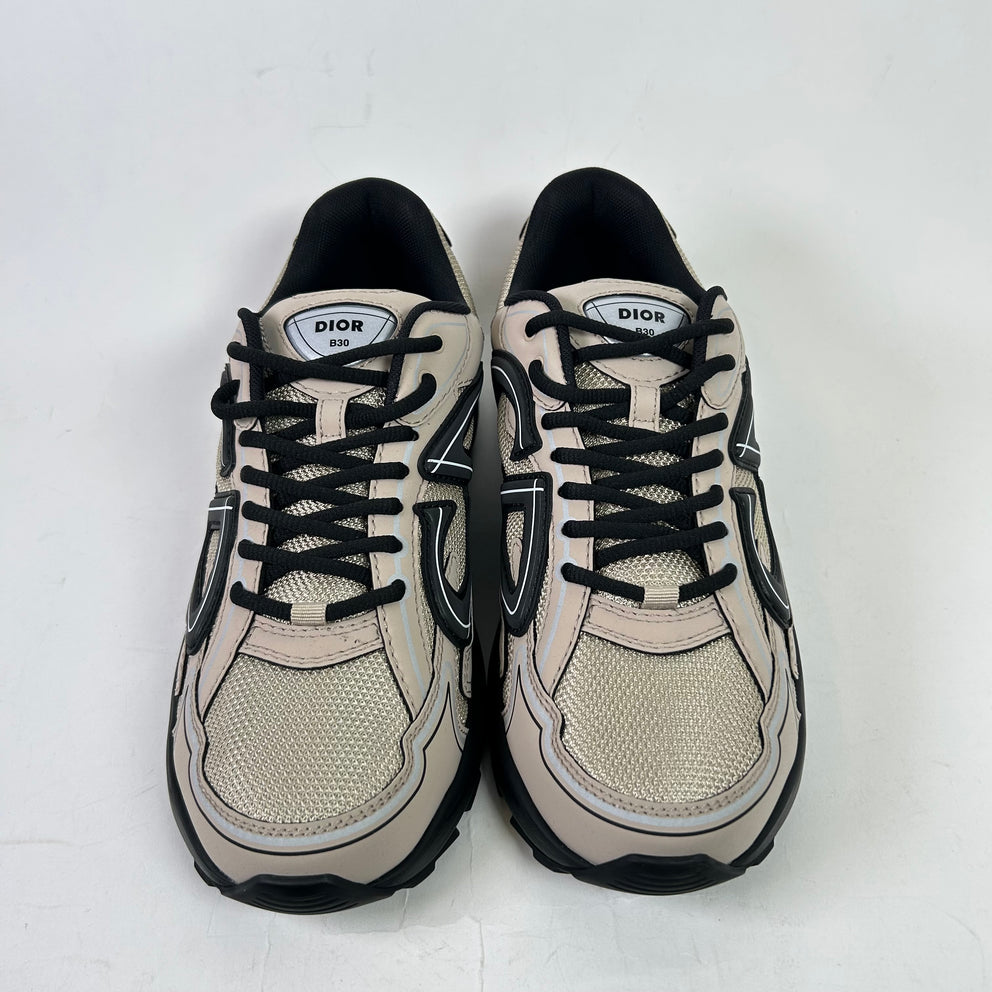 Dior B30 Beige/Black Mesh Microfiber Sneakers