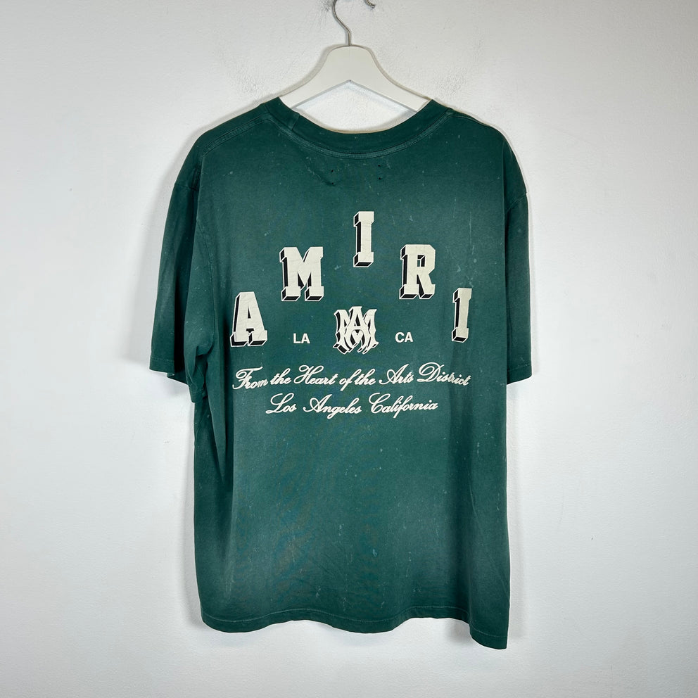 Amiri Green Vintage Collegiate Logo T-Shirt Size S