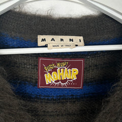 Marni Blue Grey Mohair Knit Cardigan Size L