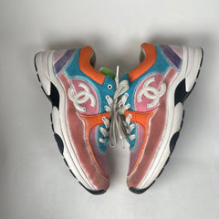 Chanel Multicolor Interlocking CC Suede Runner Size 39