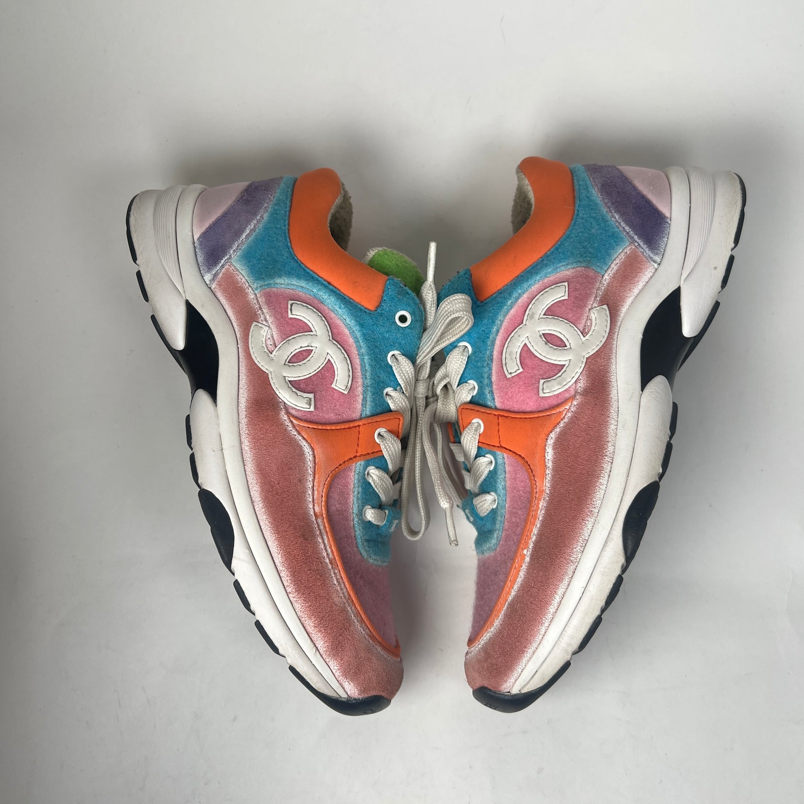 Chanel Multicolor Interlocking CC Suede Runner Size 39