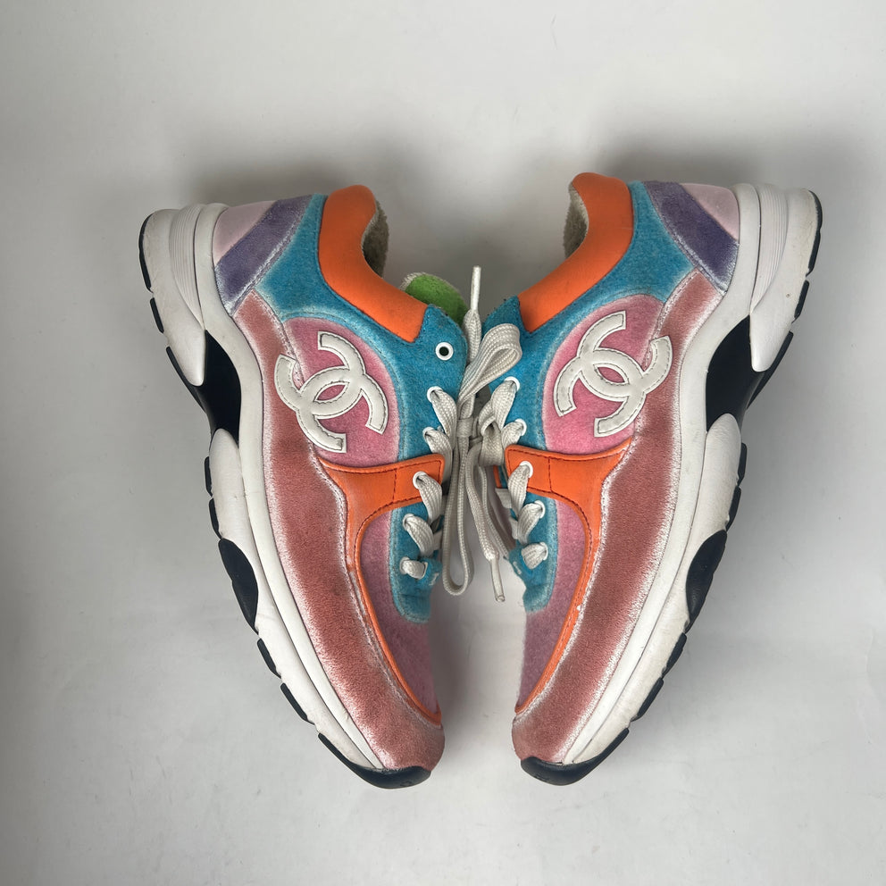 Chanel Multicolor Interlocking CC Suede Runner Size 39