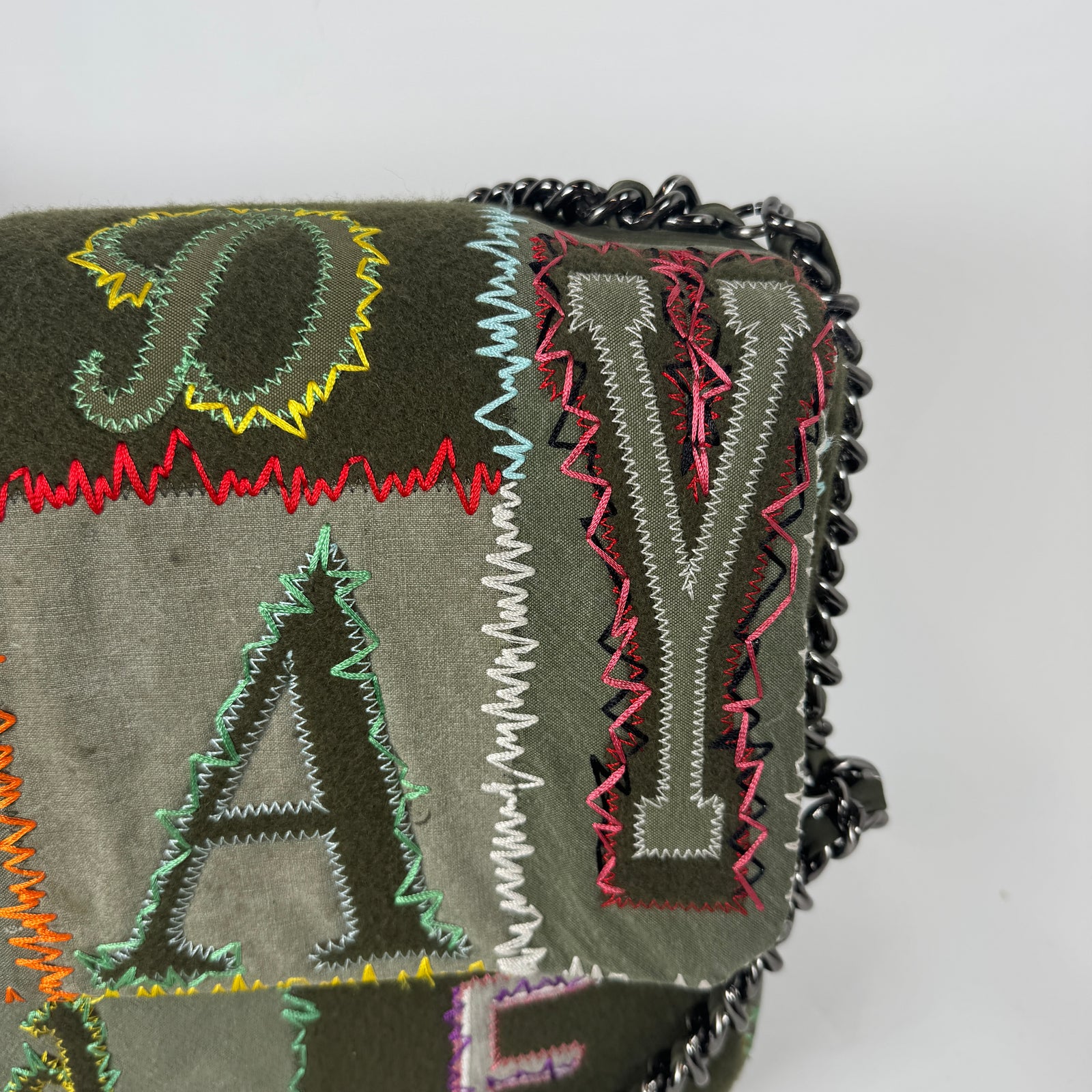 Readymade Khaki Patchwork Big Chain Bag