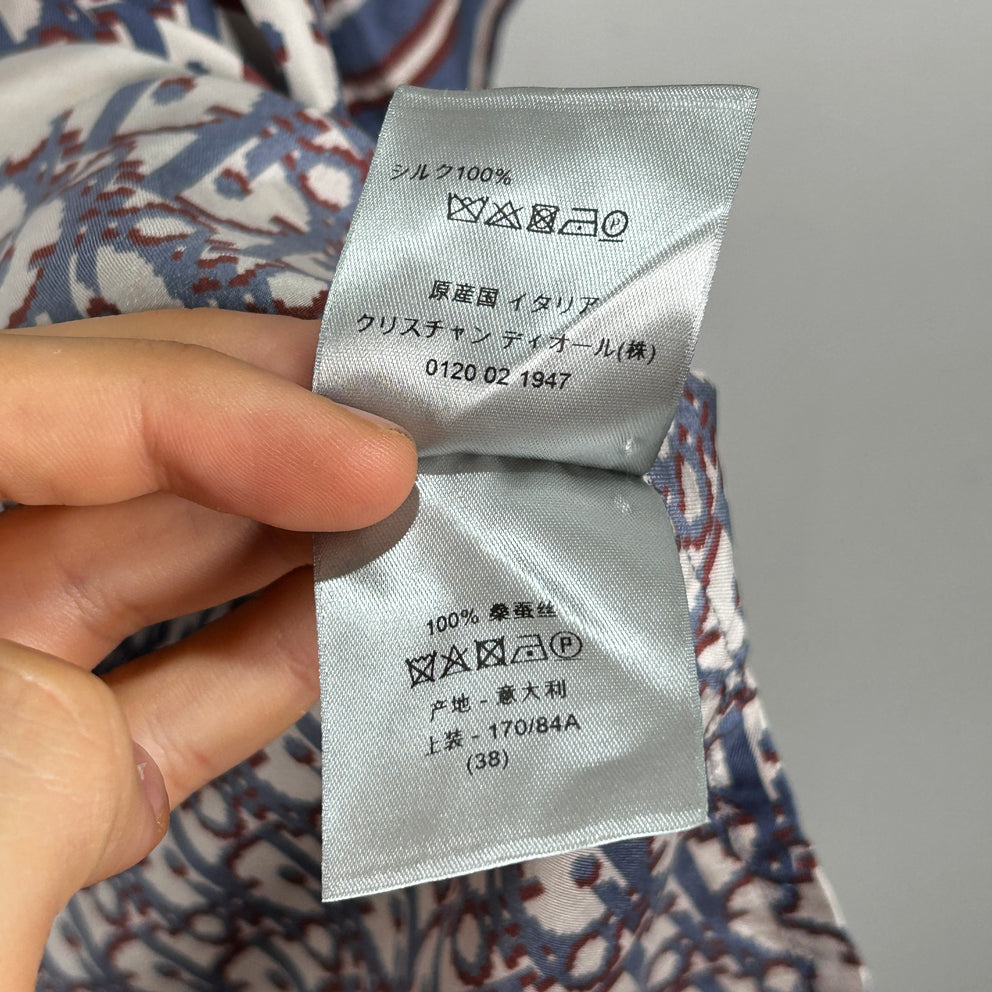 Dior Oblique Monogram Silk Button Up Shirt Size 38