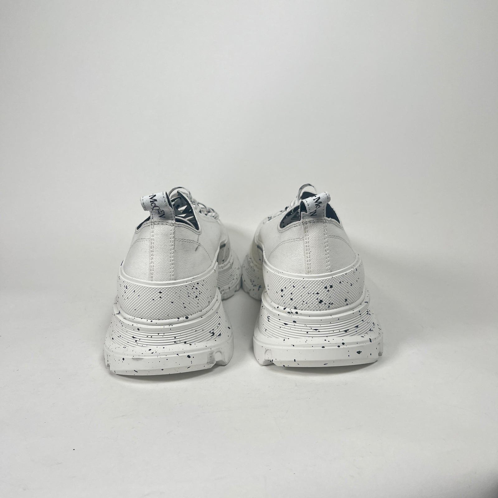 Alexander McQueen Speckled B&W Low Tread Slick Sneakers Size 47