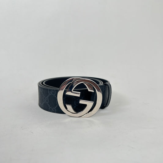 Gucci GG Supreme Silver Belt Size 38