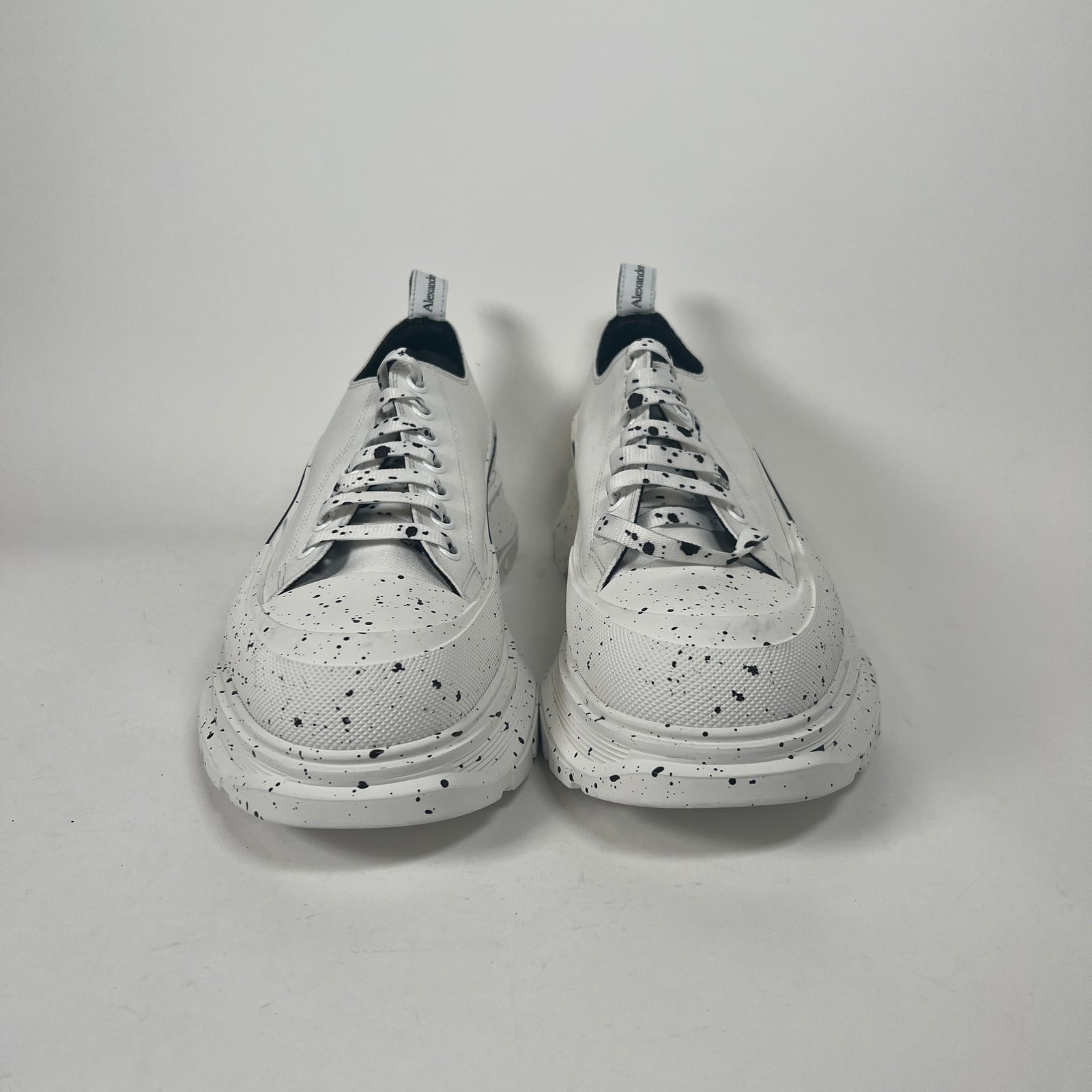 Alexander McQueen Speckled B&W Low Tread Slick Sneakers Size 47