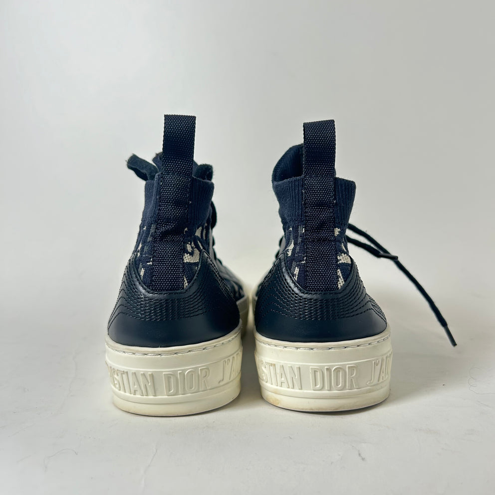 Dior Black Oblique Walk'N'Dior High Top Sneakers Size 36.5