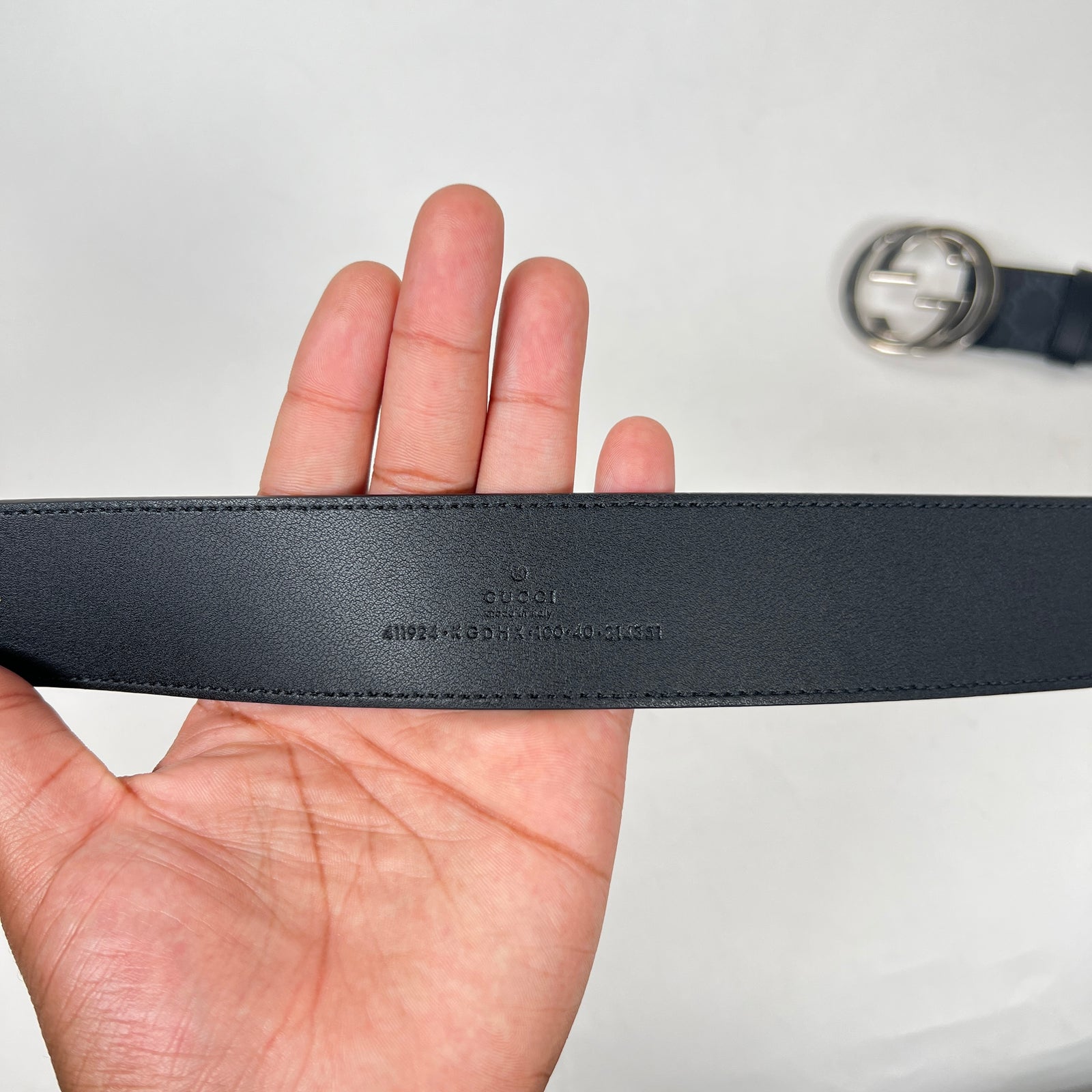 Gucci GG Supreme Silver Belt Size 38