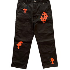 Chrome Hearts Brown Carpenter 23 Cross Patch Pants Size 36