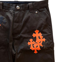 Chrome Hearts Brown Carpenter 23 Cross Patch Pants Size 36