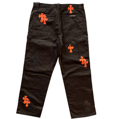 Chrome Hearts Brown Carpenter 23 Cross Patch Pants Size 36