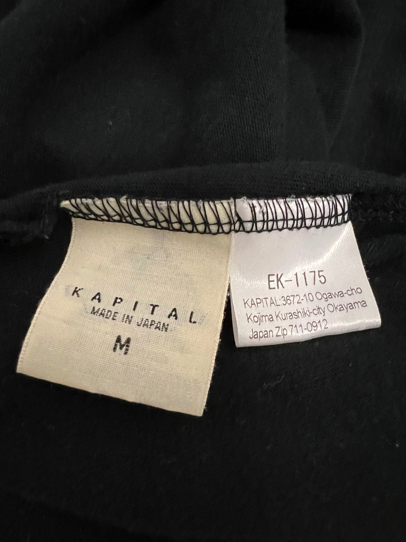 Kapital Smiley Logo Black T-Shirt Size Medium