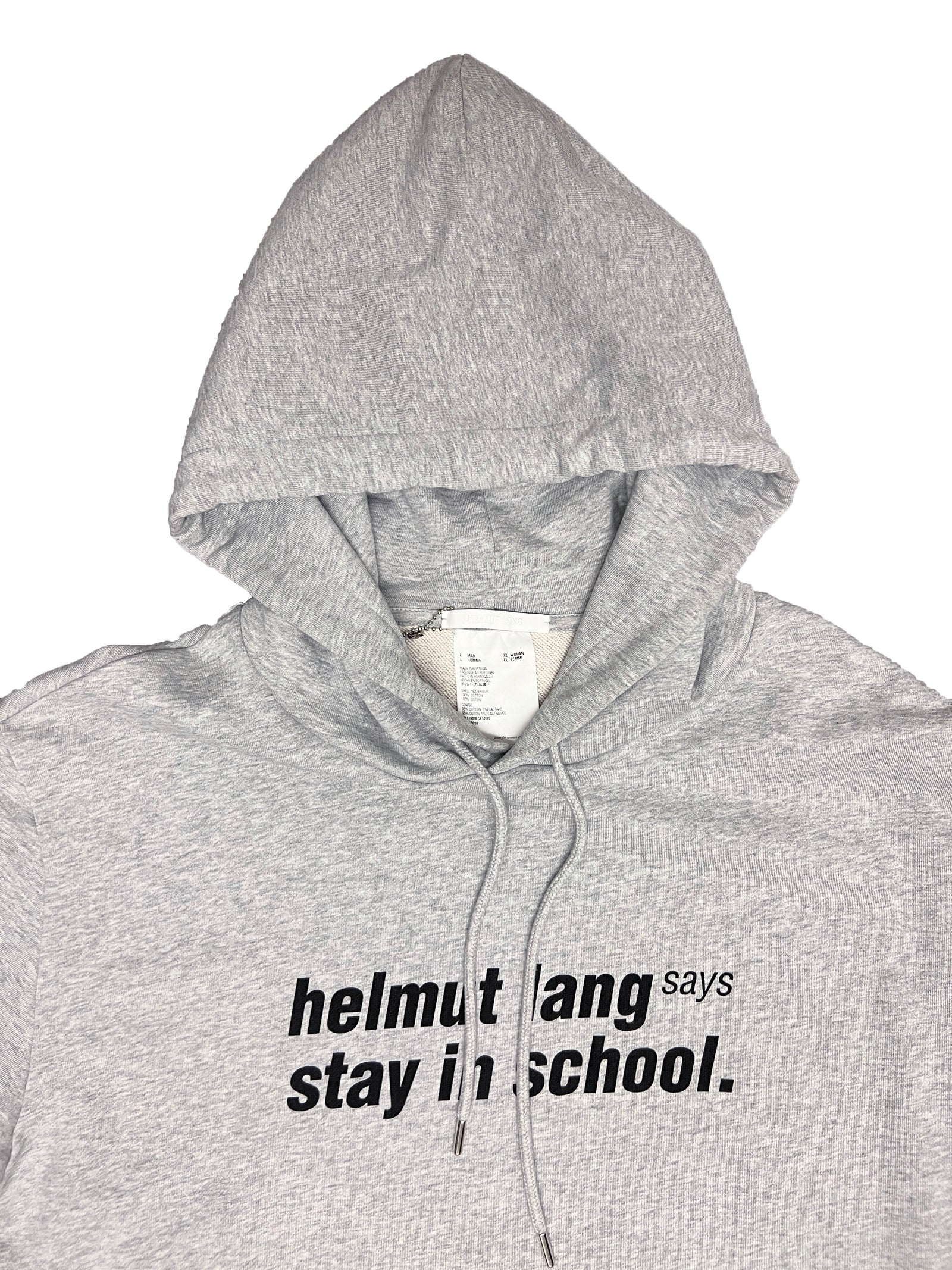 Helmut Lang Stay In School Hoodie Size Large