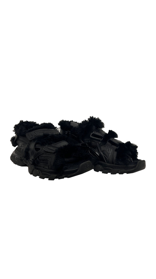 Balenciaga Track Fur Sandals Size 12