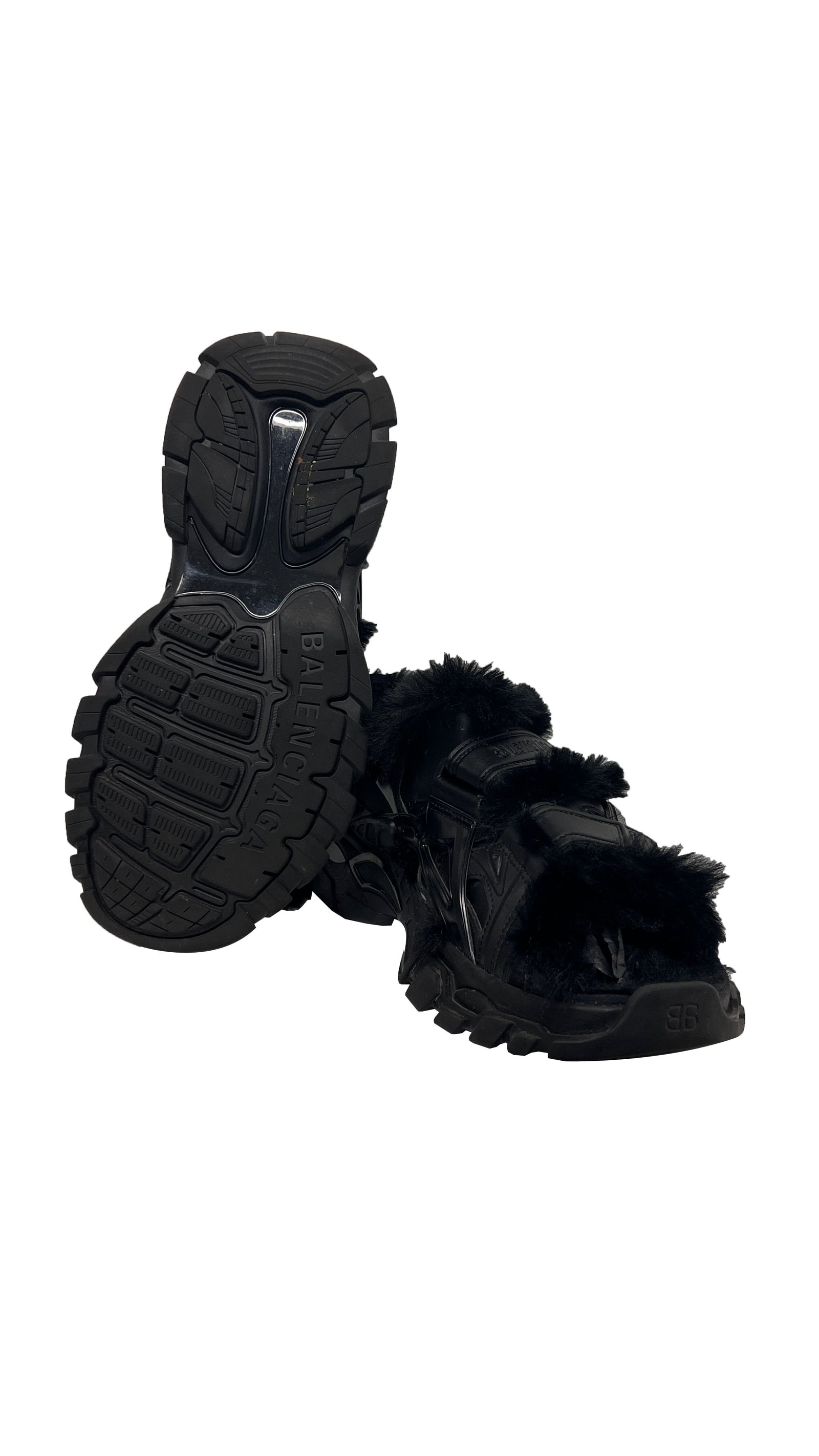 Balenciaga Track Fur Sandals Size 12