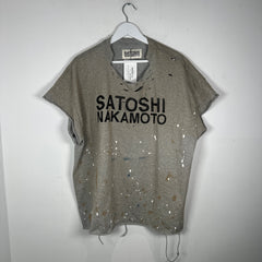 Satoshi Nakamoto Distressed Luke Grey T-Shirt Size XL