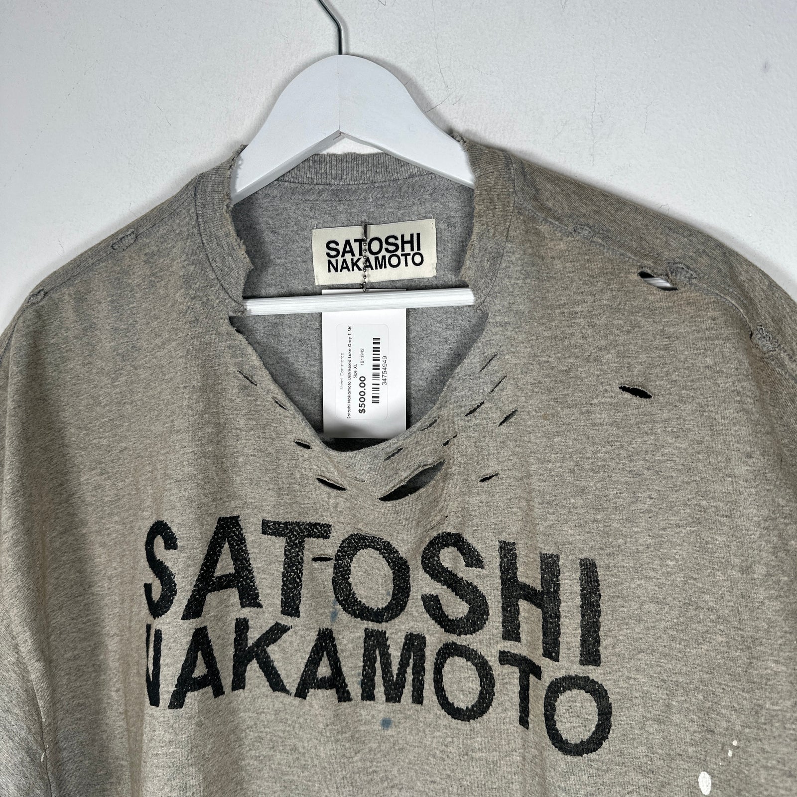 Satoshi Nakamoto Distressed Luke Grey T-Shirt Size XL