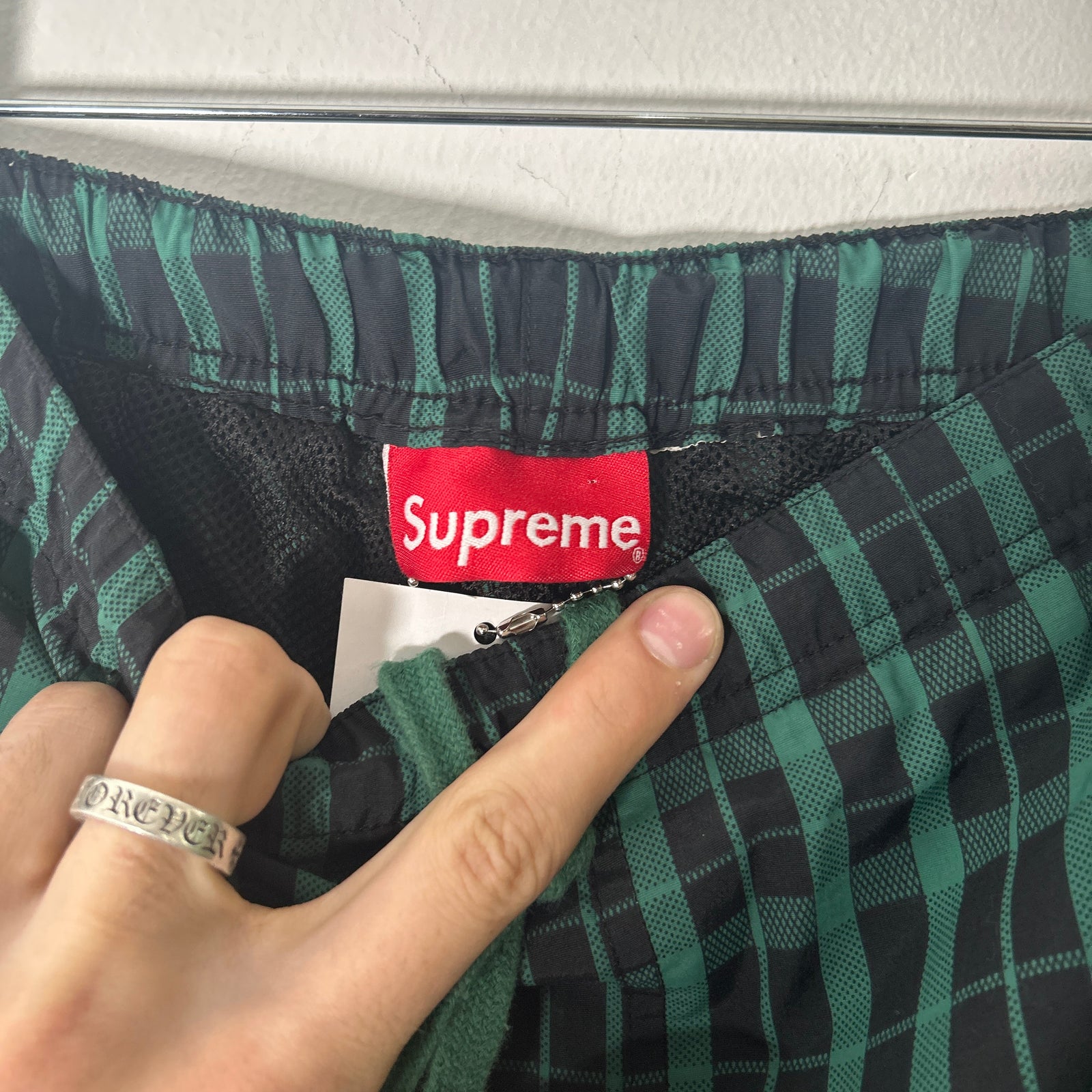 Supreme Green Plaid Track Pants Size M