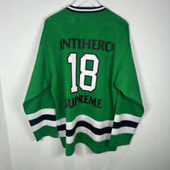 Supreme x Anti Hero Graphic Green Hockey Jersey Size L