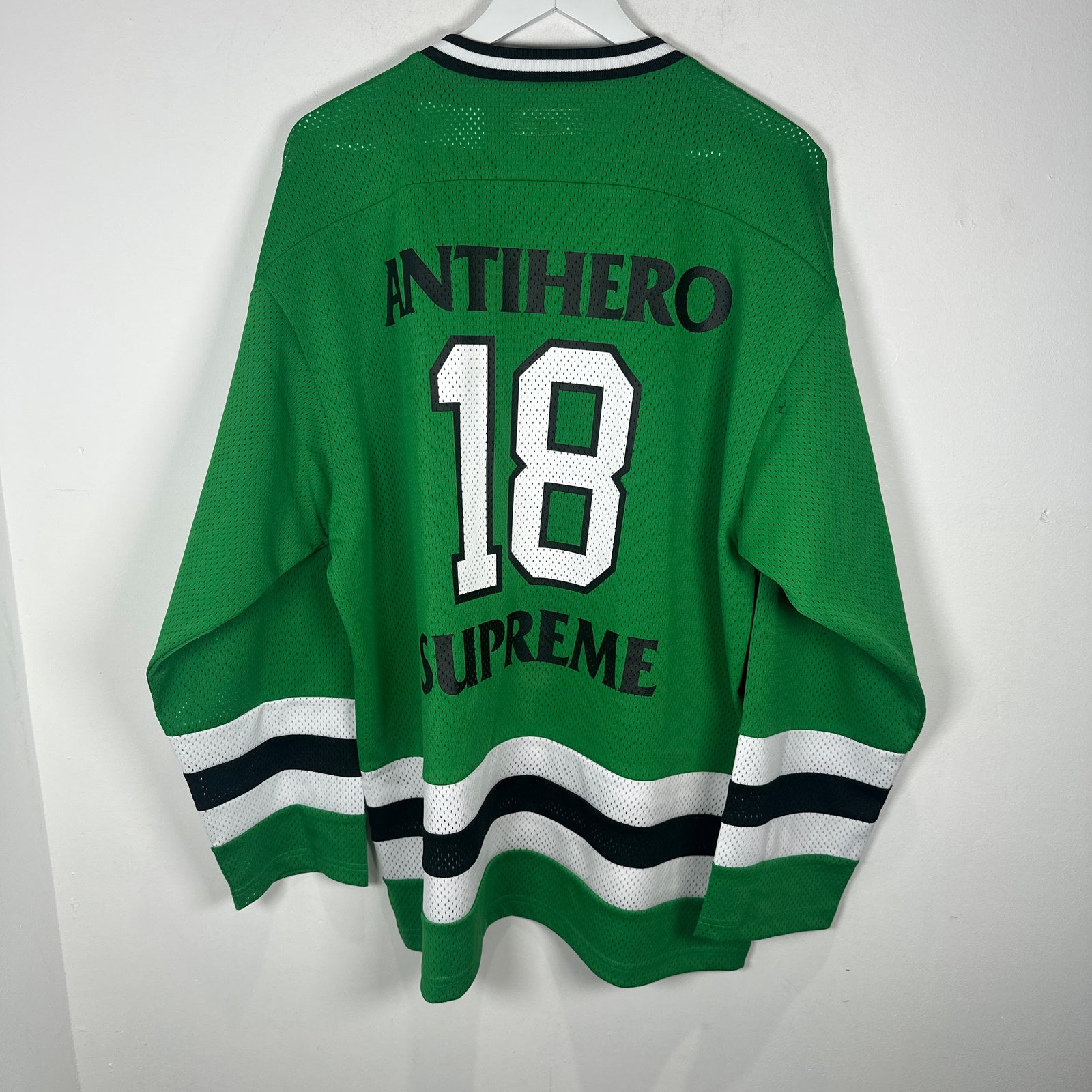 Supreme x Anti Hero Graphic Green Hockey Jersey Size L