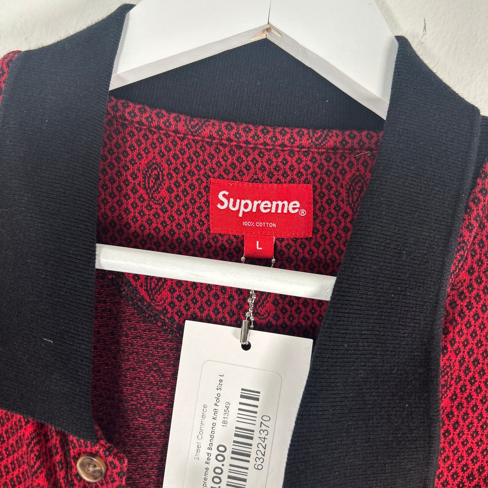 Supreme Red Bandana Knit Polo Size L