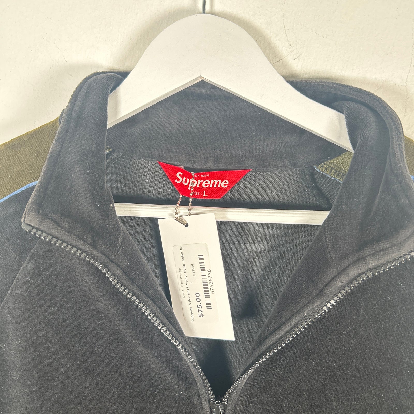 Supreme Color Block Velour Track Jacket Size L