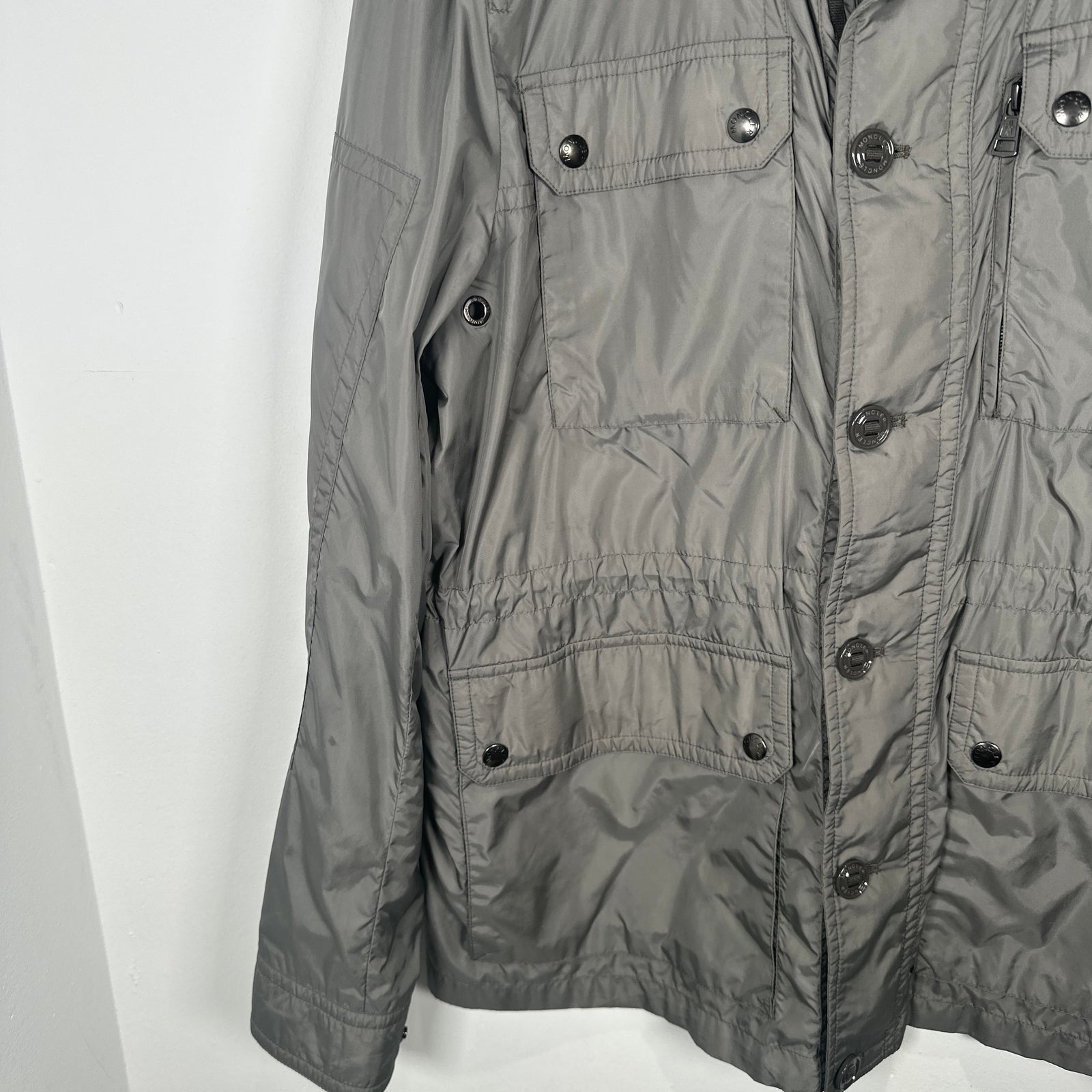 Moncler Grey Nylon Field Jacket Size XL