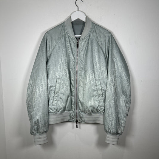 Dior Gray Nylon Oblique Reversible Bomber Jacket Size L