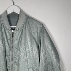 Dior Gray Nylon Oblique Reversible Bomber Jacket Size L