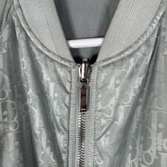 Dior Gray Nylon Oblique Reversible Bomber Jacket Size L