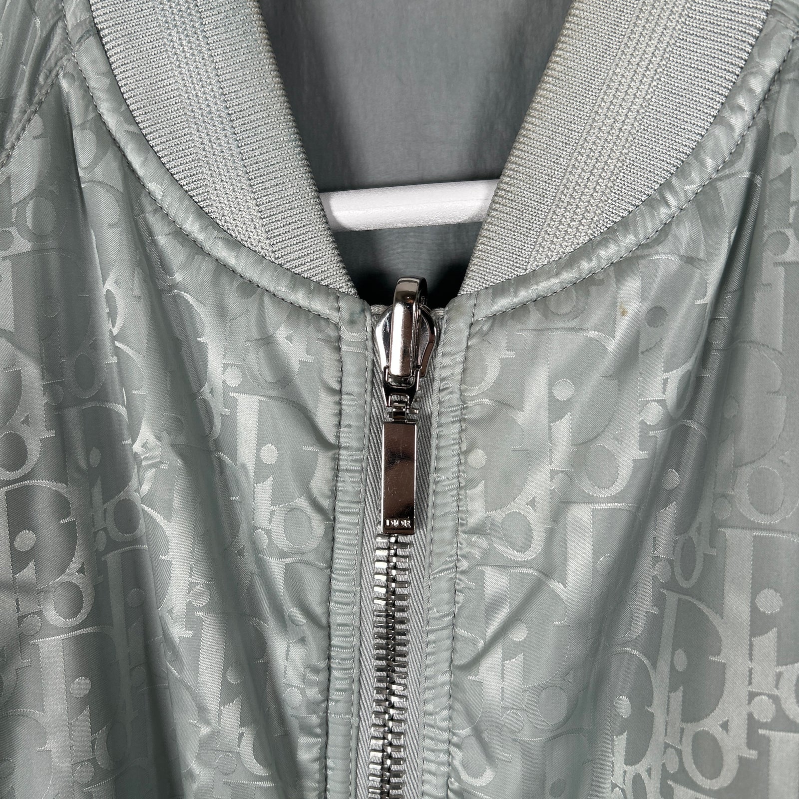 Dior Gray Nylon Oblique Reversible Bomber Jacket Size L
