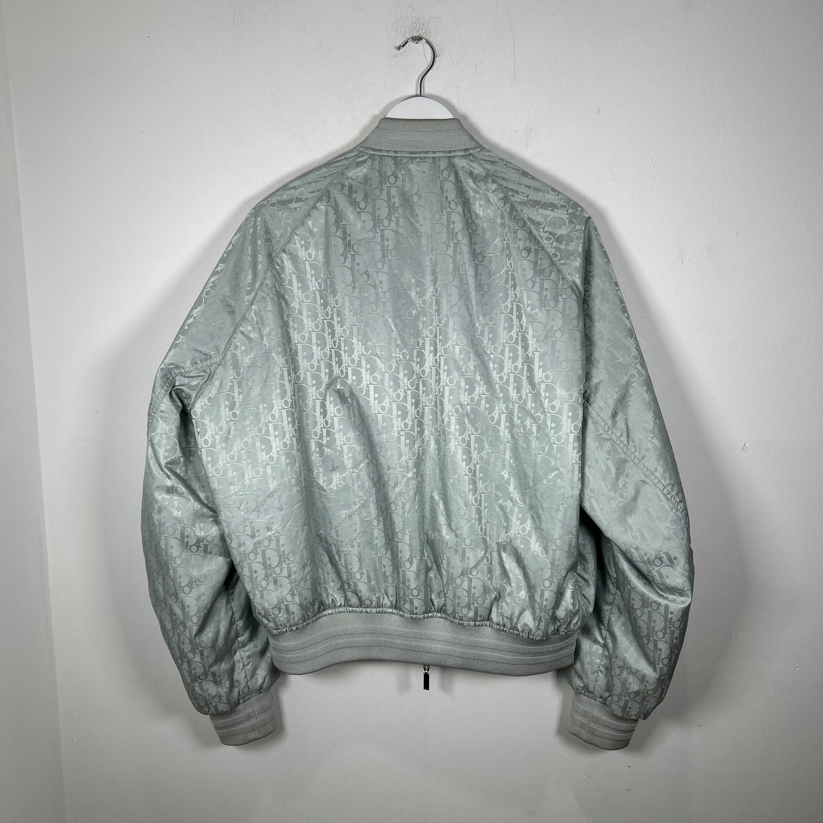 Dior Gray Nylon Oblique Reversible Bomber Jacket Size L
