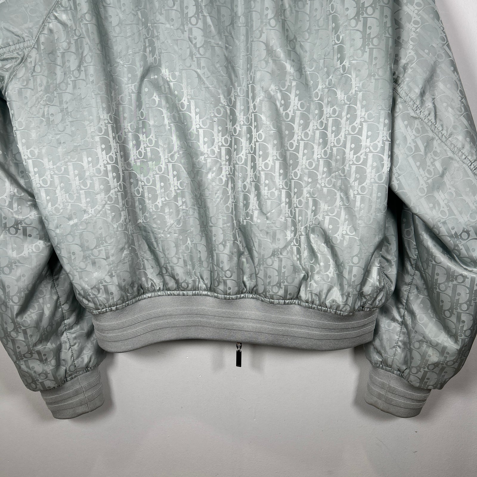 Dior Gray Nylon Oblique Reversible Bomber Jacket Size L