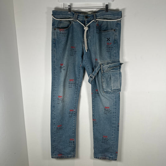 Off-White All Over Print Logo Jeans Size 34