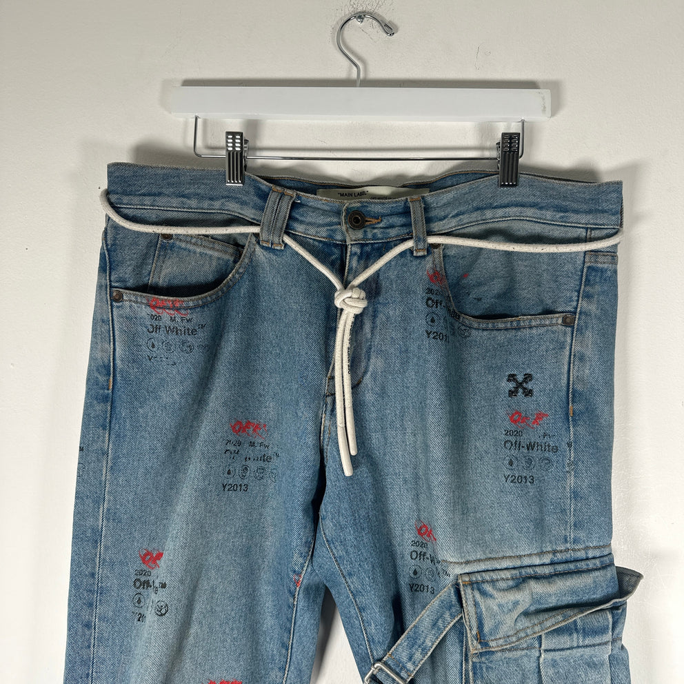 Off-White All Over Print Logo Jeans Size 34