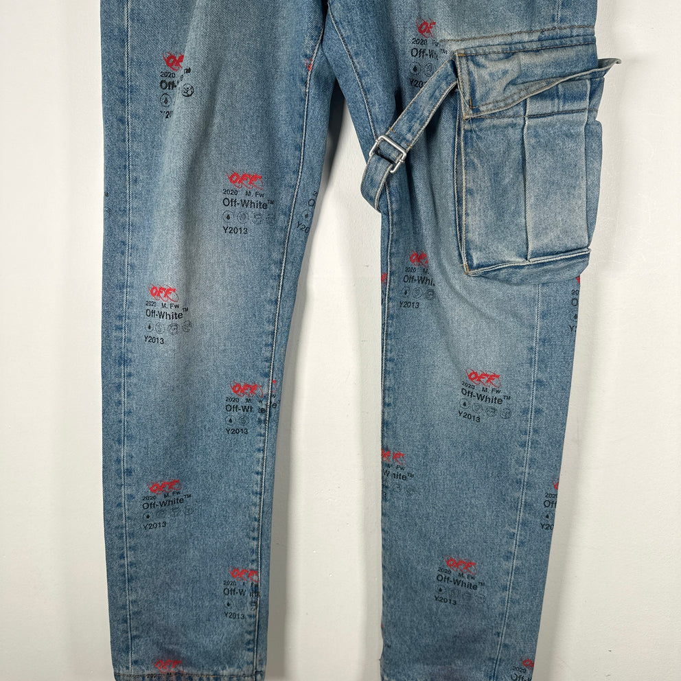 Off-White All Over Print Logo Jeans Size 34