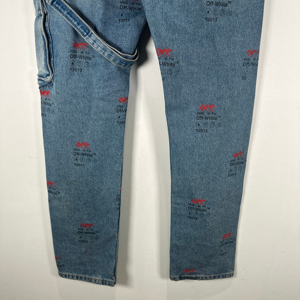 Off-White All Over Print Logo Jeans Size 34