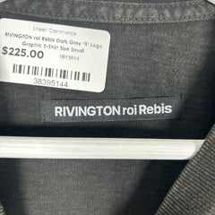 RIVINGTON roi Rebis Dark Grey 'R' Logo Graphic T-Shirt Size S