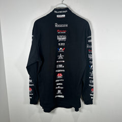 Balenciaga Black Multi-logo High-neck Long-sleeve Shirt Size XXL