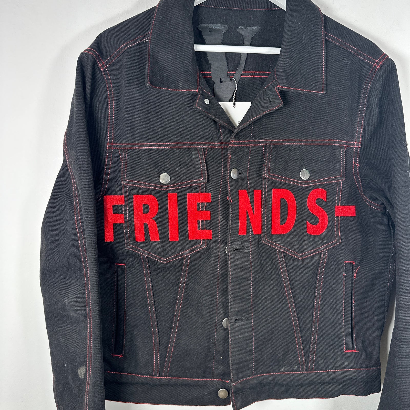 Vlone Black/Red 'Friends' Denim Jacket Size M