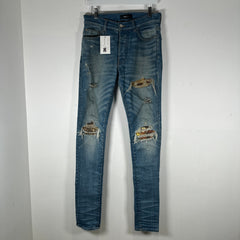 Amiri MX1 Light Brown Patches Light Wash Jeans Size 30