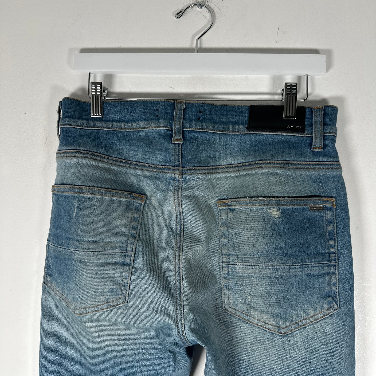 Amiri MX1 Light Brown Patches Light Wash Jeans Size 30