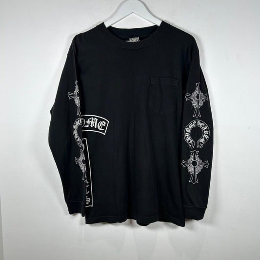 Chrome Hearts Vintage Black 'T-Bar' Multi-Logo Long-Sleeve T-Shirt Size M