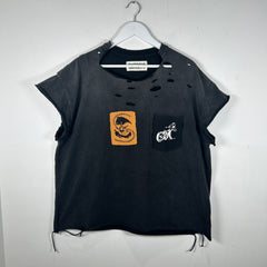Satoshi Nakamoto 'Biker' Distressed T-Shirt Size L